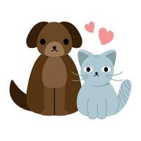 mignonne chien et chat dessin animé vecteur icône illustration.
