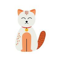 Orange mignonne chat avec rayures isolé sur blanc Contexte. marrant graisse chat souriant vecteur