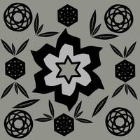 Contexte illustration de cercles et feuilles, fleur pétales et pentagones vecteur