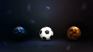 collection de football des balles isolé sur foncé Contexte. ensemble de Football des balles vecteur