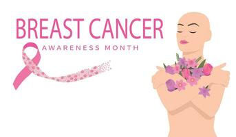 bannière du mois de sensibilisation au cancer du sein vecteur