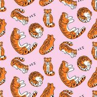 en train de dormir tigres sans couture modèle vecteur illustration isolé