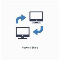 réseau partager et dossier icône concept vecteur