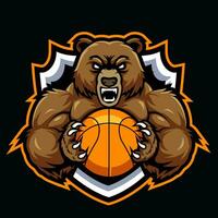 ours basketball joueur mascotte logo conception vecteur