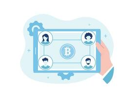 bitcoin en ligne affaires équipe concept plat illustration vecteur