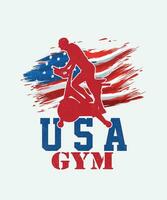 Etats-Unis américain Gym T-shirt conception, Etats-Unis américain drapeau des sports T-shirt conception vecteur