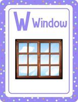 Flashcard alphabet avec lettre w pour fenêtre vecteur