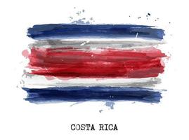 drapeau de peinture à l'aquarelle réaliste du costa rica. vecteur. vecteur