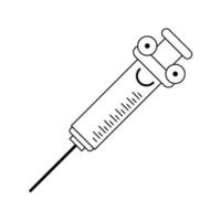 dessin animé mignon de seringue médicale en noir et blanc vecteur