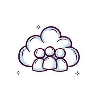 main tiré nuage icône avec équipe grouper. griffonnage esquisser vecteur illustration