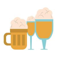 Liqueur de boisson et boire de grands verres de bière icône cartoons vector illustration graphic design