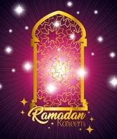 affiche du ramadan kareem avec arche de cadre vecteur