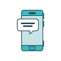 smartphone avec icône isolé de bulle de dialogue vecteur