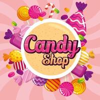 affiche de magasin de bonbons aux caramels vecteur