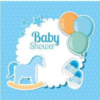 carte de douche de bébé avec une décoration mignonne vecteur