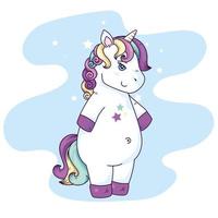 fantaisie de licorne mignonne avec décoration d'étoiles vecteur