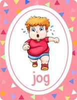 flashcard de vocabulaire avec mot jog vecteur