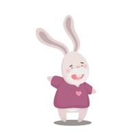 Lapin de Pâques dessin animé mignon sautant heureux illustration vectorielle sur fond blanc vecteur