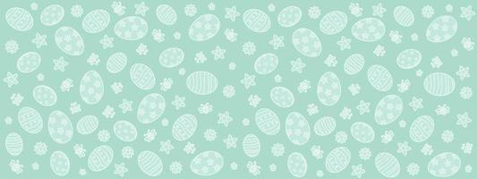 joli motif horizontal de pâques dessiné à la main avec des fleurs papillons oeufs de pâques beau fond idéal pour les cartes de pâques bannière papier peint conception vectorielle vecteur