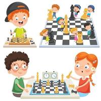 collection d'enfants jouant aux échecs vecteur