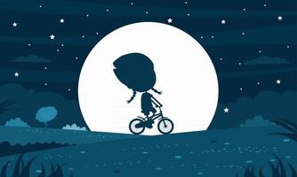 silhouette d'enfant la nuit lunaire vecteur