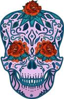 crâne mexicain avec des roses symbole jour du vecteur mort