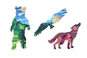 ensemble d'illustrations vectorielles d'animaux sauvages