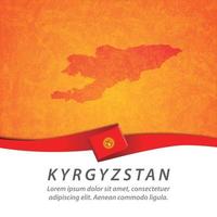 drapeau du Kirghizistan avec carte vecteur