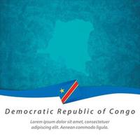 drapeau de la république démocratique du congo avec carte vecteur
