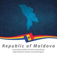 drapeau de la république de moldavie avec carte vecteur