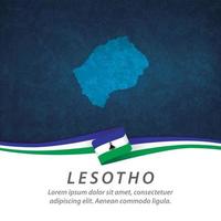 drapeau du lesotho avec carte vecteur