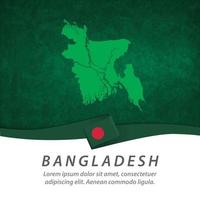 drapeau du bangladesh avec carte vecteur