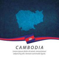 drapeau du cambodge avec carte vecteur