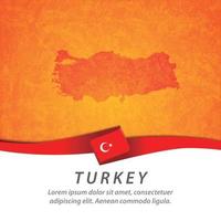 drapeau de la Turquie avec carte vecteur