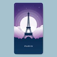 La tour Eiffel à Paris la nuit, pleine d'illustrations d'étoiles