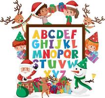 tableau alphabet az avec de nombreux enfants dans le thème de noël vecteur