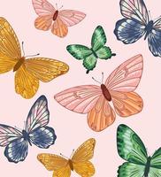 papillons colorés en arrière-plan vecteur