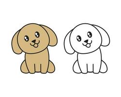 kawaii style mignonne chien personnages autocollant vecteur des illustrations avec ligne art et coloré