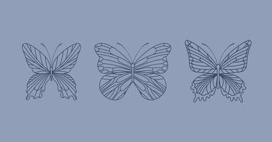 trois papillons mignons vecteur