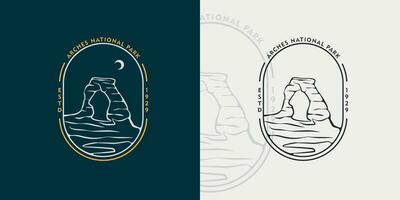 ovale badge arches logo ligne art, conception vecteur de Etats-Unis nationale parc