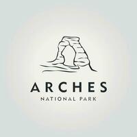 Facile ligne art arches nationale parc logo conception vecteur illustration