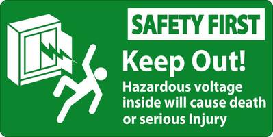 sécurité premier signe garder en dehors dangereux Tension à l'intérieur, volonté cause décès ou sérieux blessure vecteur