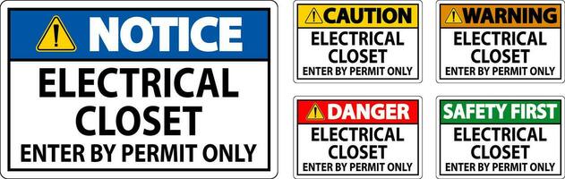 danger signe électrique placard - entrer par permis seulement vecteur