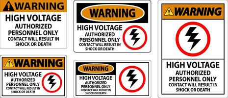 avertissement signe haute tension, autorisé personnel seul, contact volonté résultat dans choc ou décès vecteur