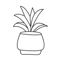 continu un ligne dessin de Accueil plante dans une pot arbre vecteur illustration