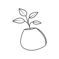 continu un ligne dessin de Accueil plante dans une pot arbre vecteur illustration