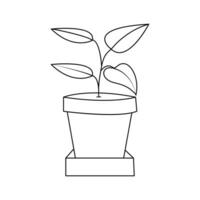 continu un ligne dessin de Accueil plante dans une pot arbre vecteur illustration