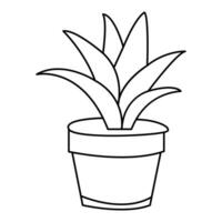 continu un ligne dessin de Accueil plante dans une pot arbre vecteur illustration