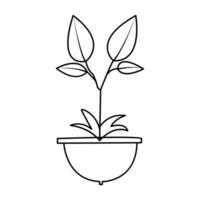 continu un ligne dessin de Accueil plante dans une pot arbre vecteur illustration