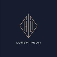 monogramme ao logo avec diamant rhombe style, luxe moderne logo conception vecteur